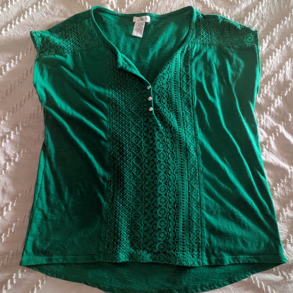 Isola Green Cap Sleeve Polo Blouse